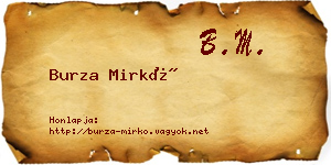 Burza Mirkó névjegykártya